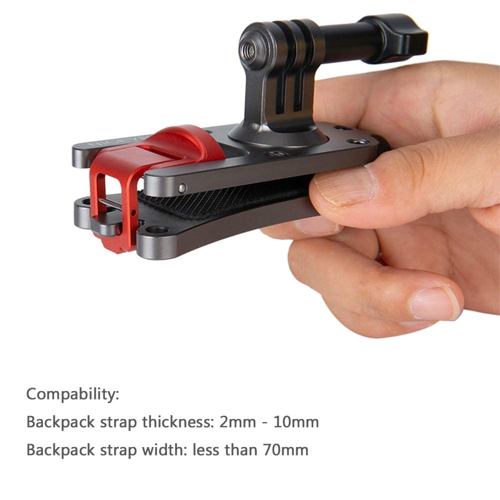 Niceyrig Backpack Mount Clamp For Gopro Hero 11/10/9/8/7/6, Dji Osmo Action 4, Universal Backpack Strap Mounting Clip [ Aluminum