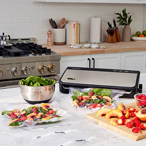 FOODSAVER FM2435 Vacuum Sealer Machine - Stainless Steel, Black/Silver, Pack of 1 with Handheld Vacuum Sealer & Starter Kit