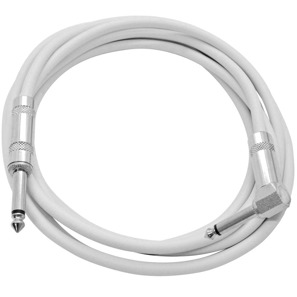 Seismic Audio - Sagc10R-White-2Pack - 2 Pack Of 10 Foot White 1/4 Inch Ts Right Angle To Straight Guitar Cables 10 Instrument 1
