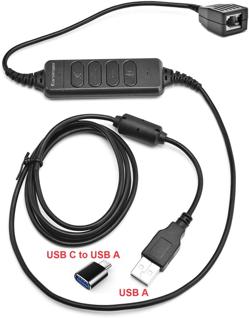 Usb A & Usb C To Rj9 Adapter Compatible For Plantrooniccs Jabrao And Sennheisero Wireless Dect Headsets Cs520 510 8200 W740 Voya