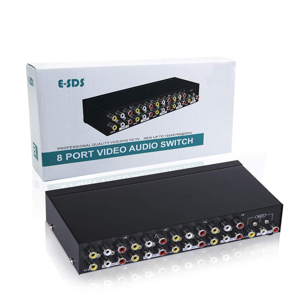 E Sds 8 Way Av Switch Rca Switcher 8 In 1 Out Composite Video L/R Audio Selector Box For Dvd Stb Game Consoles Cv0235
