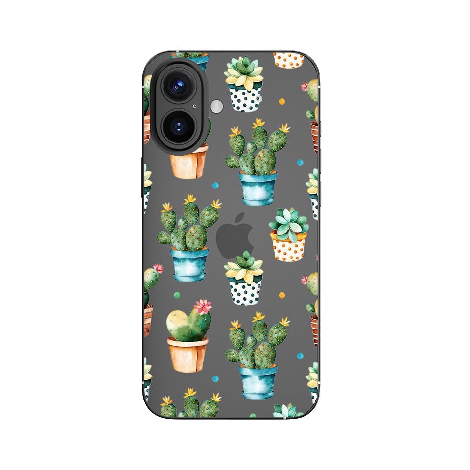Blingy'S For Iphone 16 Case, Cute Cactus Pattern Fun Floral Succulents Design Transparent Soft Tpu Protective Clear Case (6.1 In