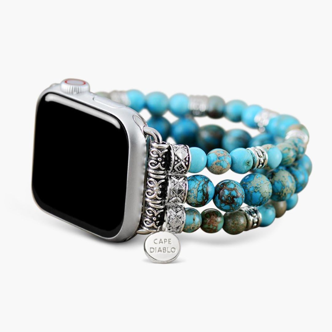 Cape Diablo Smart Watch Band For Women - Handmade Gemstone Strap - Compatible With 38Mm-45Mm Apple Faces (Turquoise Imperial Jas