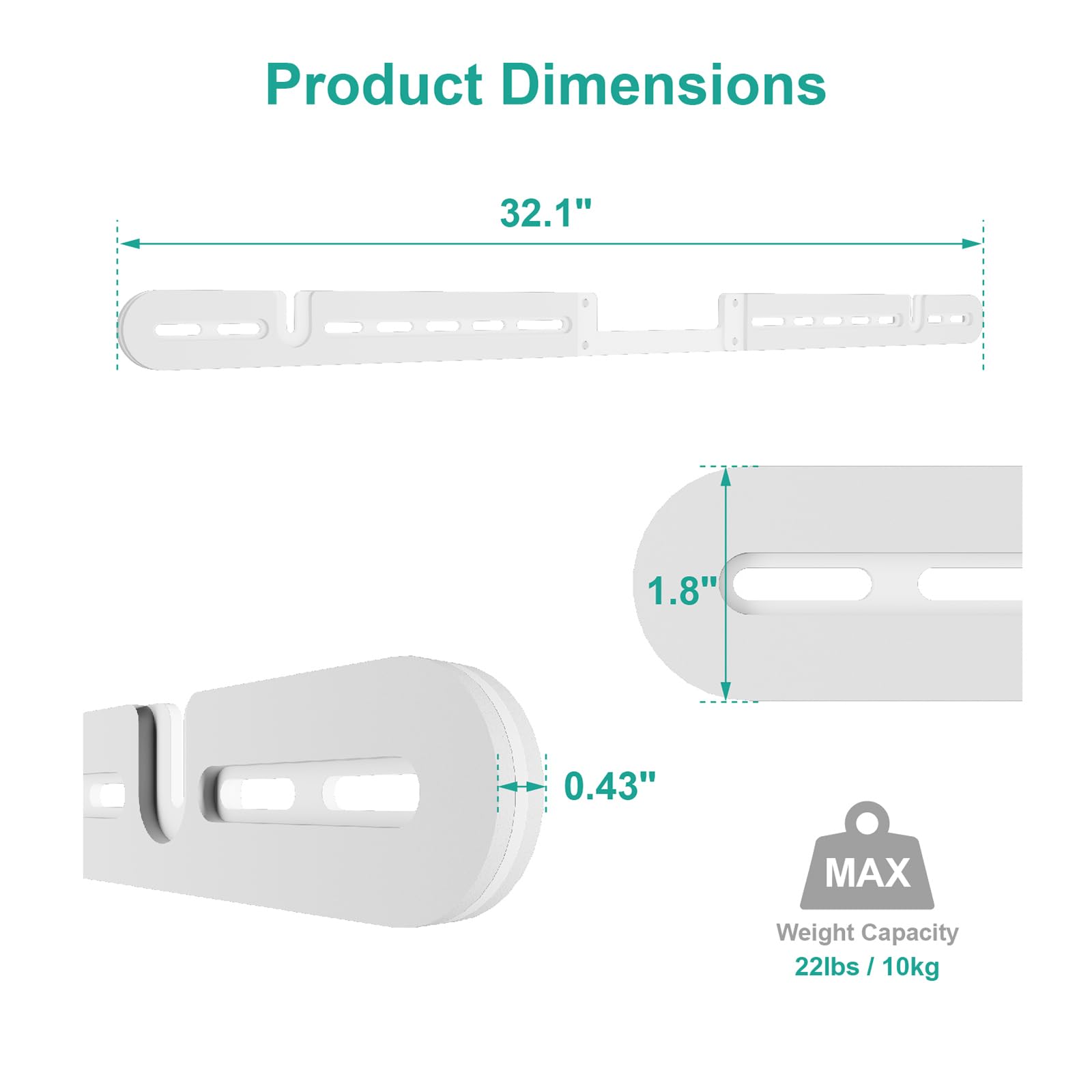 WALI Soundbar Wall Mount, Designed for Sonos Arc and SONOS ARC Ultra, Low Profile Sound Bar Mount Bracket Under TV with Hardware Kit, Easy to Install (SON003 W), White