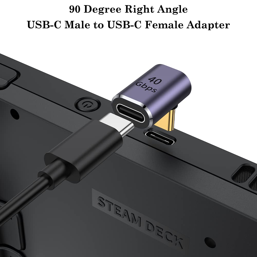 Auvipal 90 Degree Usb C Adapter (4 Pack), Up And Down Right Angle L Shape Usb Type C Male To Female Connector For Steam Deck, Ro