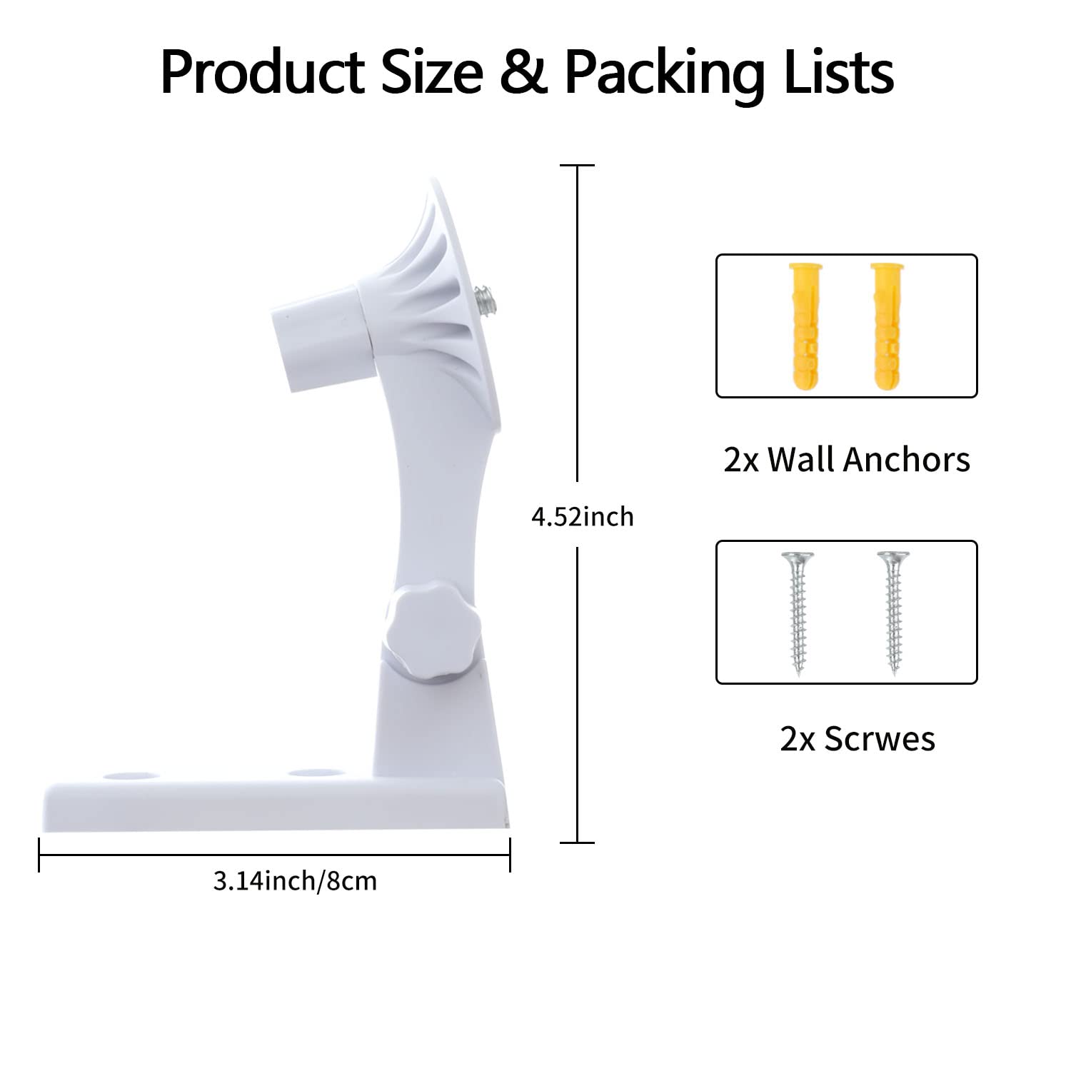 Oyocam Wall Mount Compatible With Blink Mini Pan Tilt Camera, 2 Pack Adjustable Angles Bracket 180 Degree Rotation Easy To Insta