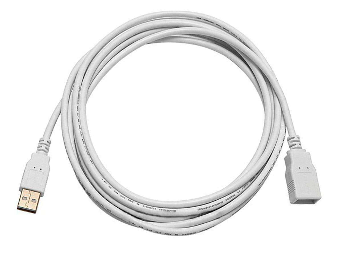 Monoprice 10 Feet Usb 2.0 A Male To A Female Extension 28/24Awg Cable (Gold Plated), White (108607)