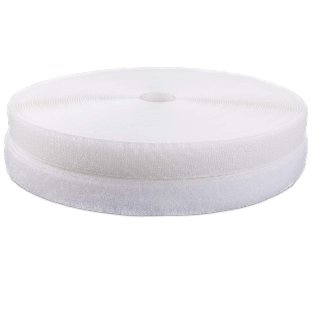 58 Width X 10Meters Length White Sew On Hook And Loop Tape Fastening Nylon Fabric Tape (White, 58 Inch X 10 Meters)