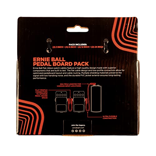 Ernie Ball Flat Ribbon Patch Cables Pedalboard Multi Pack   Red