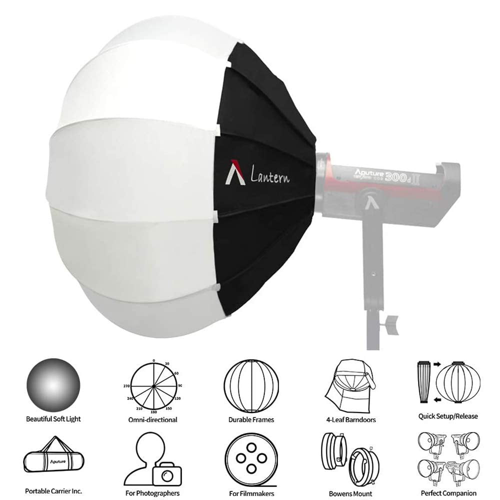 Aputure Lantern Softbox Soft Light Modifier,26Inch, Quick-Setup Quick-Folding Aputure Space Light Upgraded For Aputure 300D Mark
