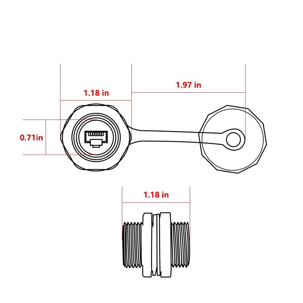 Umlife 2Pcs Rj45 Ethernet Lan Cable Connector Cat6 Shielded Industrial Panel Mount Bulkhead Feed Thru Coupler With Waterproof Ip67 Dustproof Cap Outdoor Industrial Standard