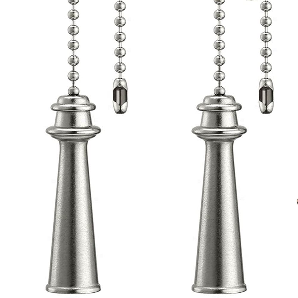 Ceiling Fan Pull Chain Ornaments Extension 12 Inches Fan Pulls Set For Ceiling Light Lamp Fan Chain Beach Tower Pull Chain Silve