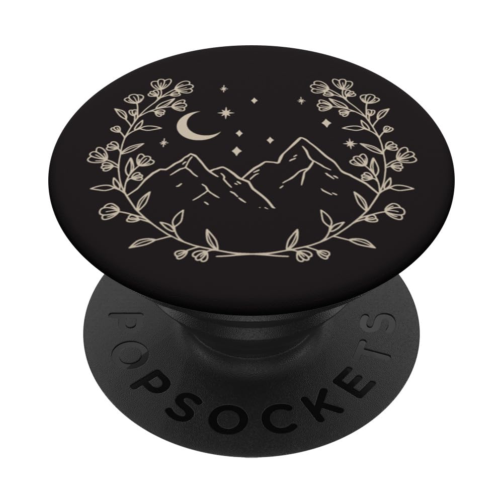 Cream   Boho Floral Moon Mountain Popsockets Standard Popgrip