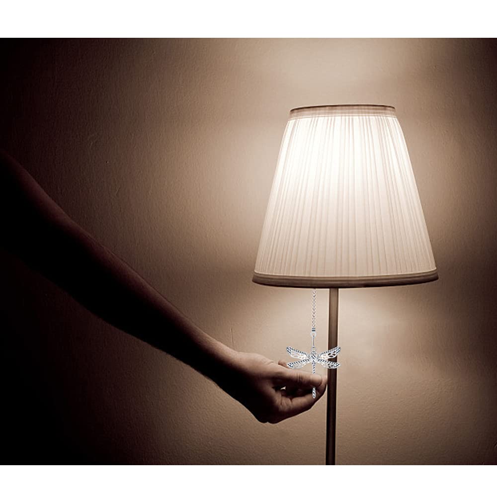 Dotlite Silver Ceiling Fan Pull Chain Extender,Dragonfly And Butterfly Decorative Fan Chain Pendant Extension,12In Chain 3Mm Bea