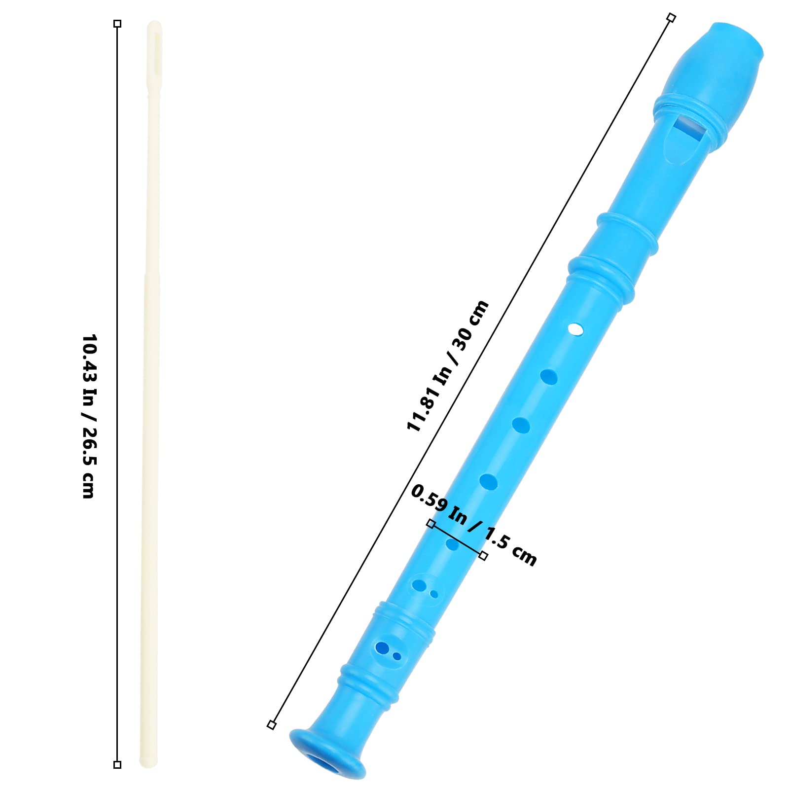 Muklei 20 Pack 12 Inch Descant Soprano Recorder, 8 Hole Soprano Recorder Recorder Instrument With Cleaning Rod For Beginners, Bl