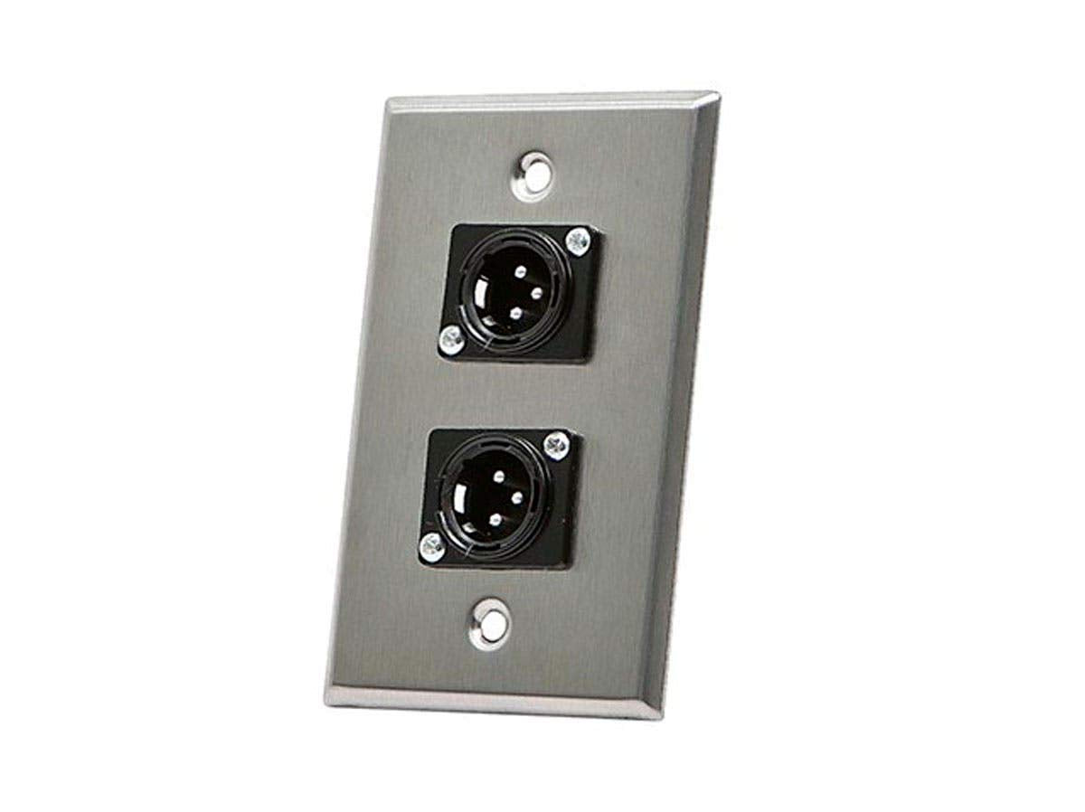 Monoprice 107398 Xlr Male 3  Pin Two Port Zinc Alloy Wall Plate