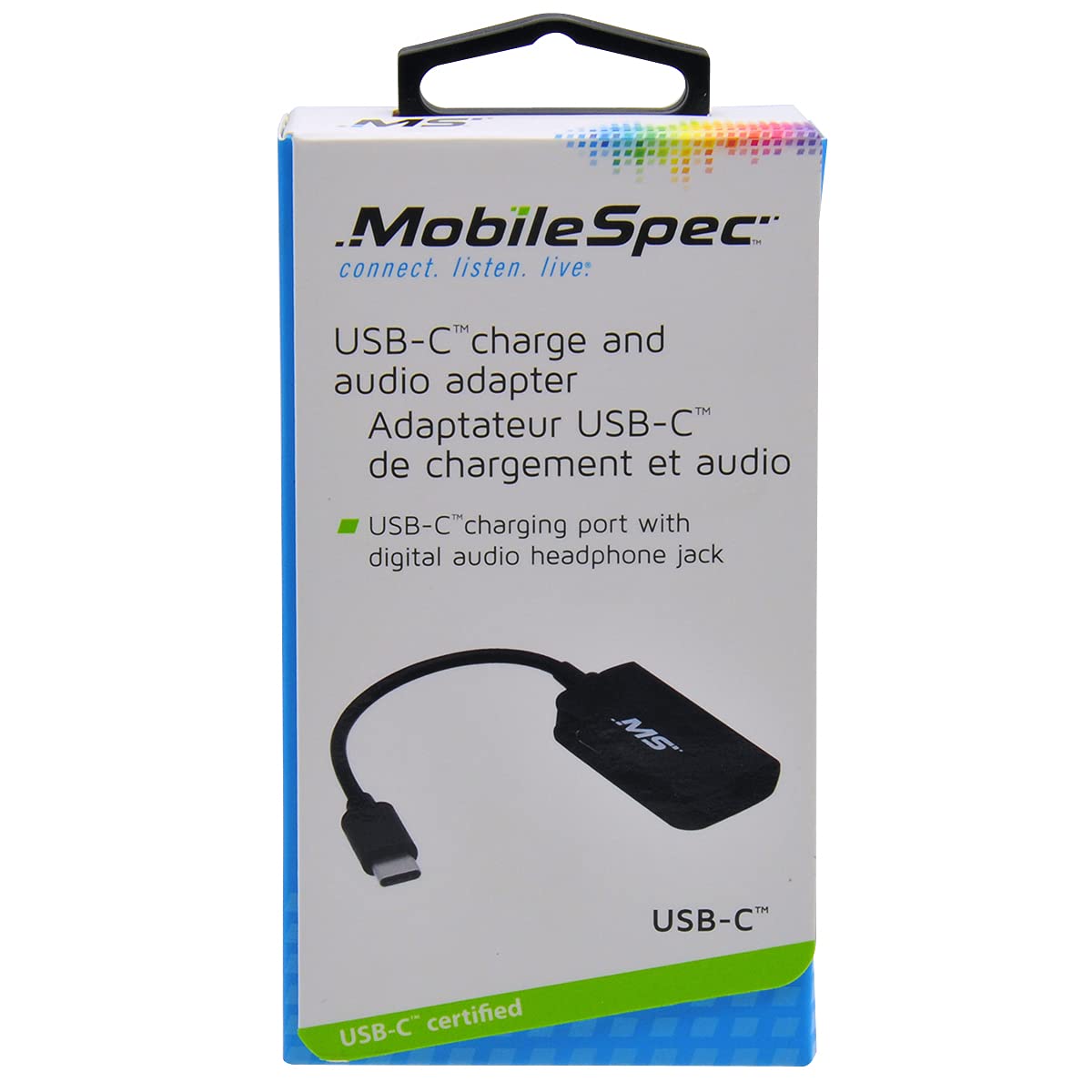 Mobilespec Usb C(R) Charger And Audio Adapter Mbs05102   Type C To 3.5Mm Aux Audio Headphone Adapter Charger   Black
