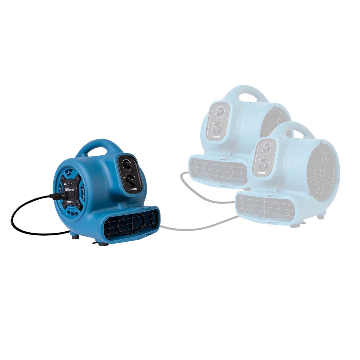 Xpower P-230At Mini Mighty Air Mover Utility Blower Fan With Built-In Power Outlets, Blue