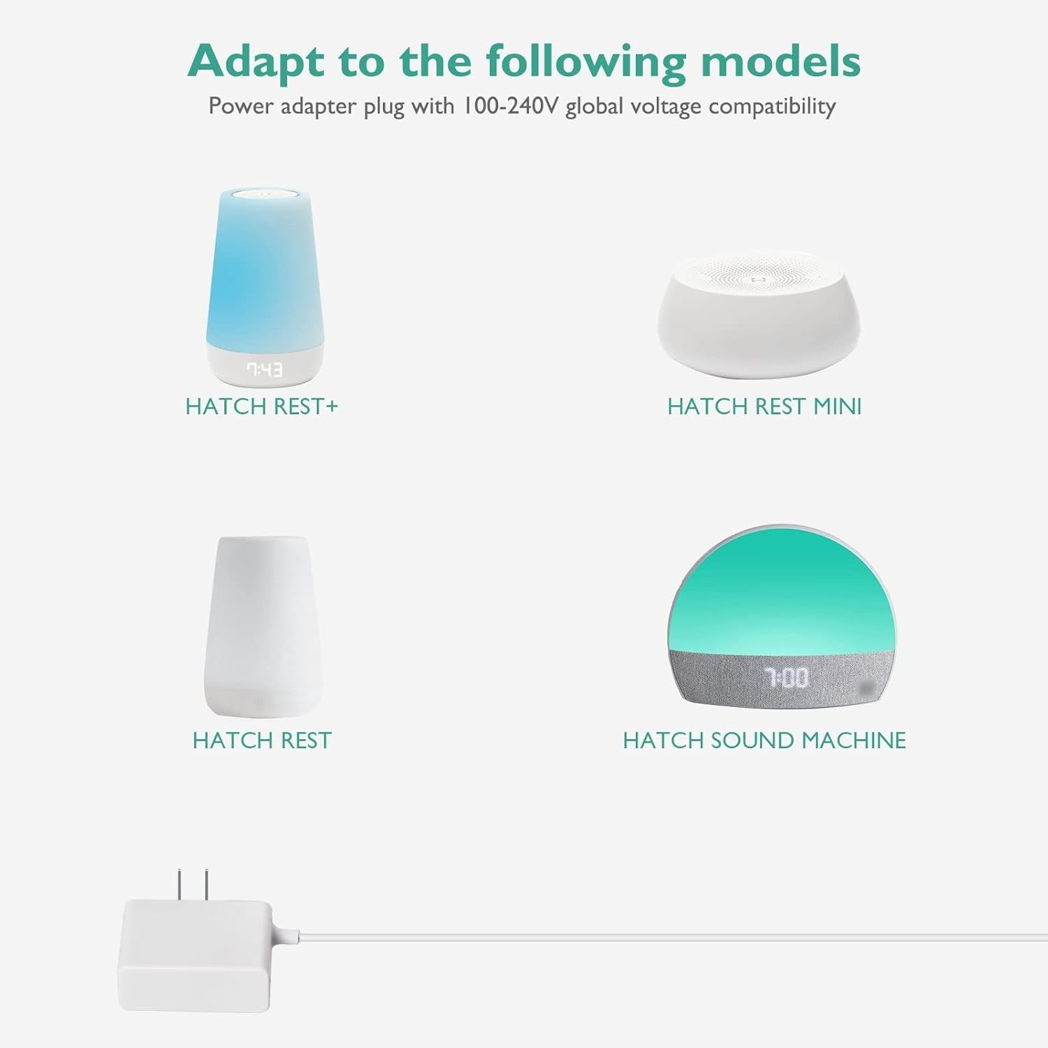 For Hatch Night Light Power Cord, Lnauy Charger Adapter Compatible With Hatch Rest, Rest+ And Rest Mini Night Light 5V 2A Charge