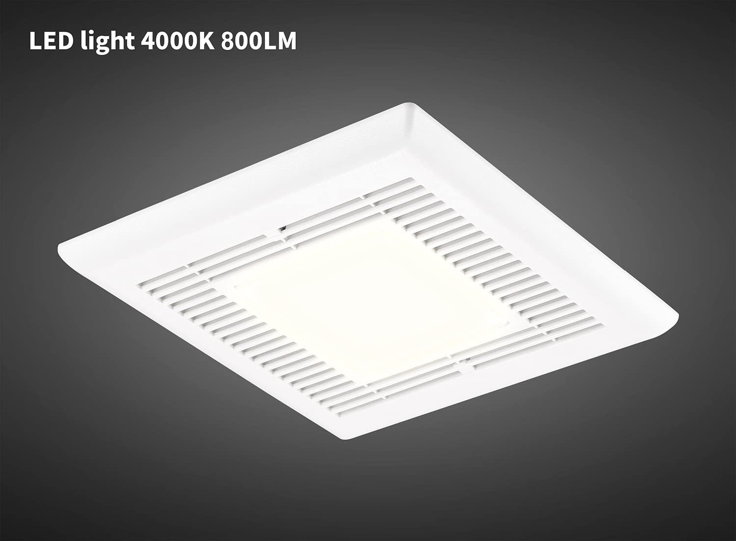 Tech Drive Bathroom Fan With Light 110 Cfm, 1.2Sone No Attic Access Needed Installation,Very Quiet Bath Ventilation And Exhaust