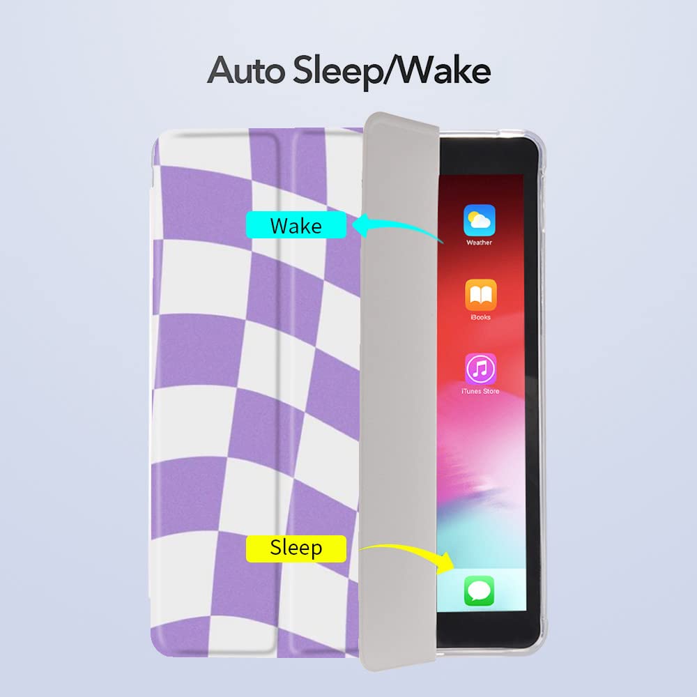 Idocolors Grid Pad Case White Case For Ipad 7Th/8Th/9Th Generation (Ipad 10.2 Inch Case 2019/2020/ 2021) Checkered Case Girly An