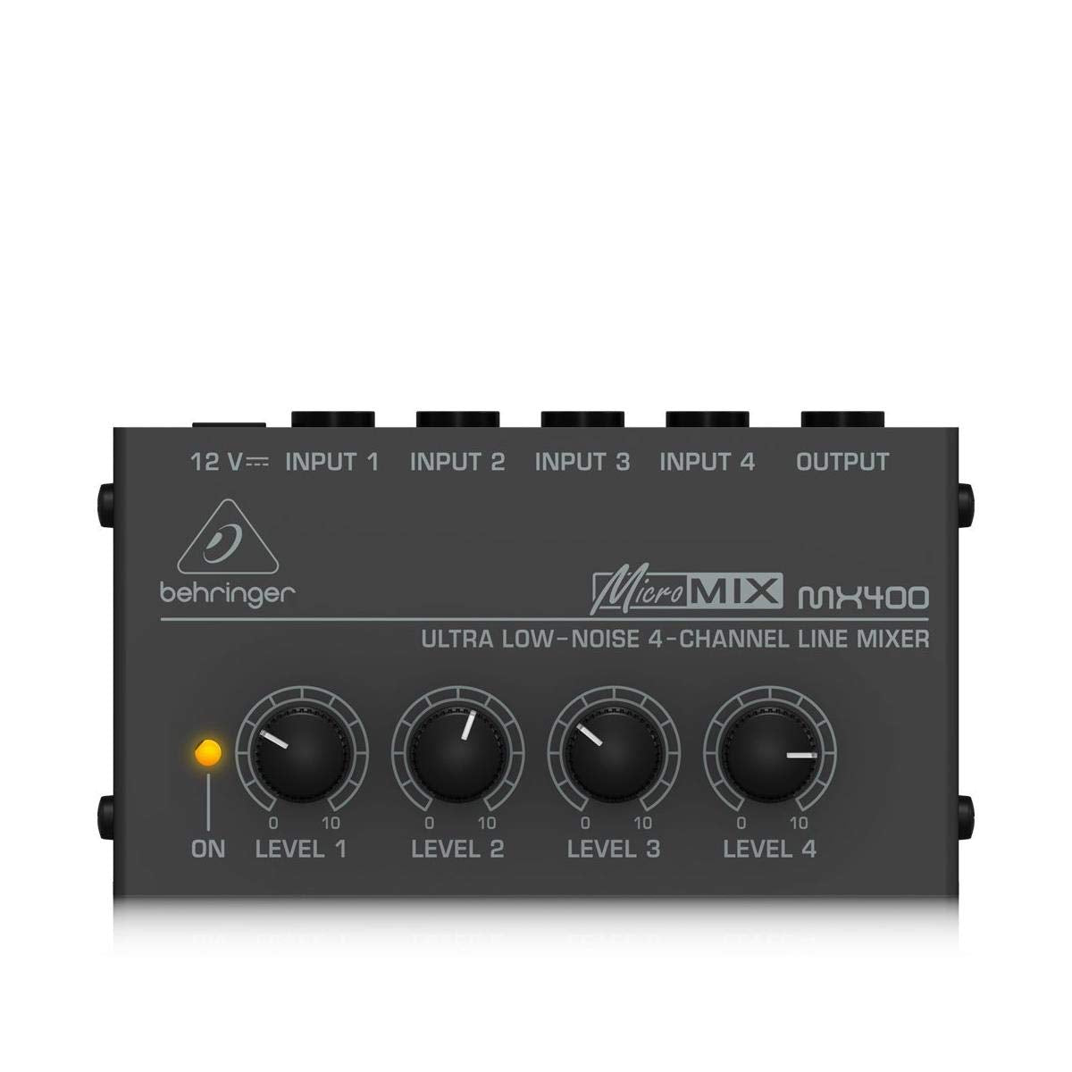 Behringer Micromix Mx400 Ultra Low Noise 4 Channel Line Mixer, 4.7 Kohms Input Impedance, Output Impedance 80 Ohms
