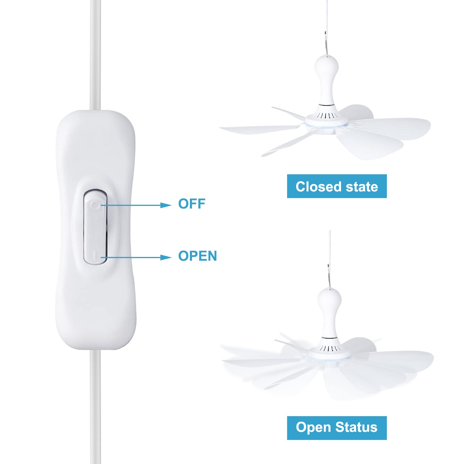 Xindejia Usb Powered Small Ceiling Fan 6 Blades Quiet Dc 5V Usb Hanging Fans For Indoor Outdoor Rv Bed Room Dorm Desk Travel Cam