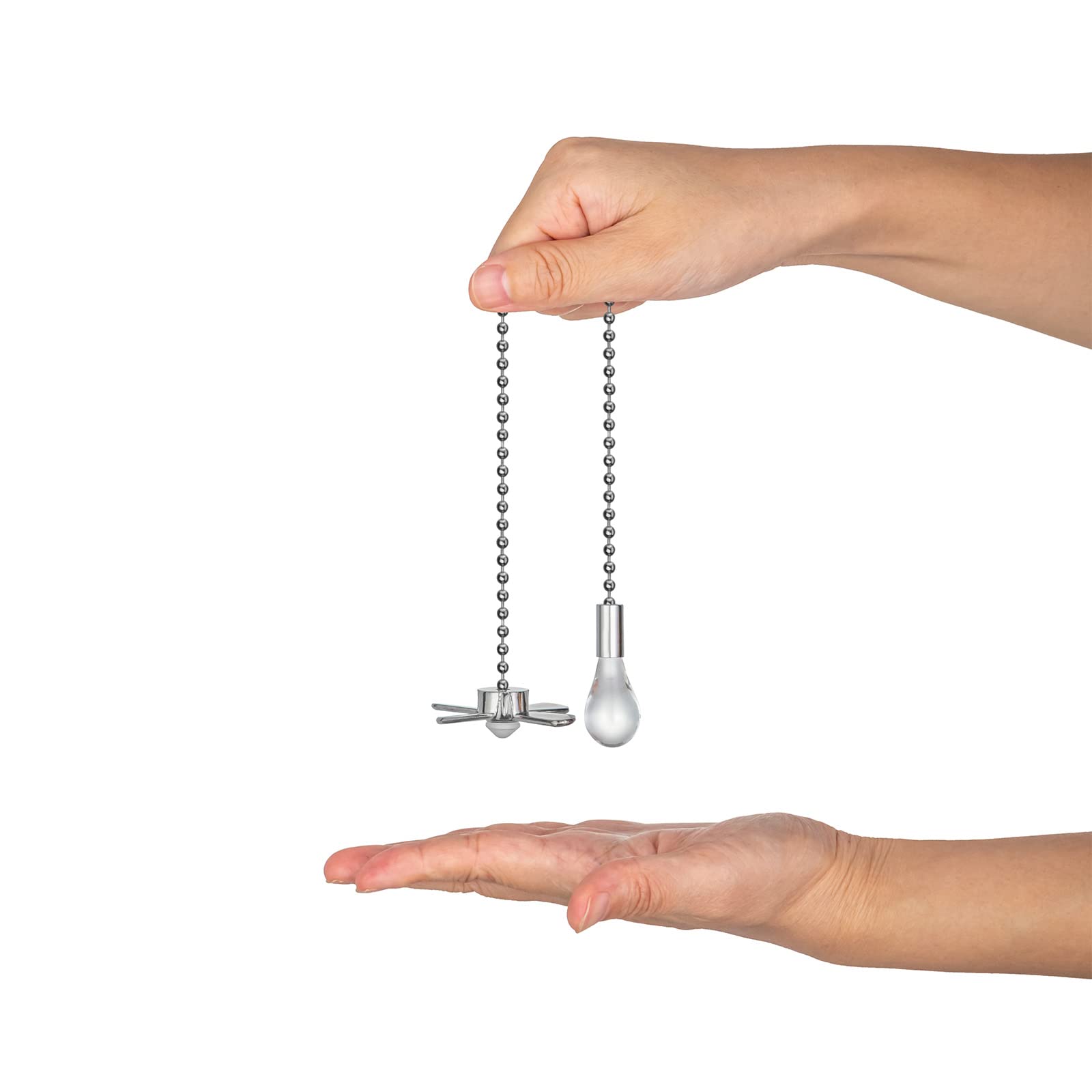 Elfcab Ceiling Fan Pull Chain Set 4Pcs 3Mm Diameter Beaded Ball 12 Inches Pendant Decorative 2Pcs 36 Inches Extension, Extra 8Pc