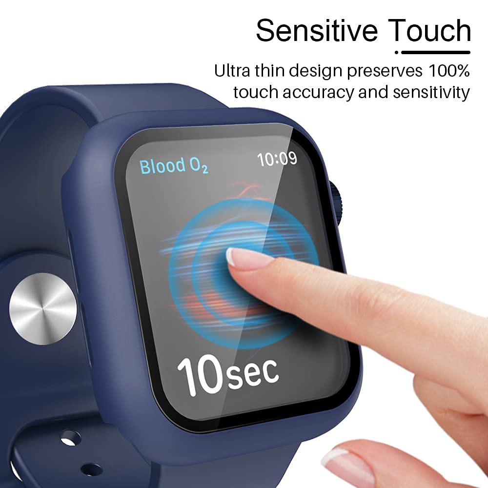 Tauri 2 Pack Hard Case Compatible For Apple Watch Se/Series 6/5/4 40Mm With 9H Tempered Glass Screen Protector, [Touch Sensitive