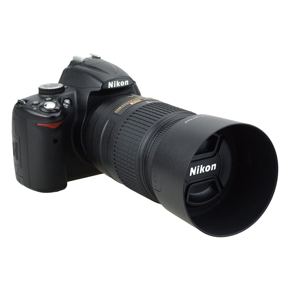 Reversible Camera Lens Hood Hb 57 Replacement For Nikon Dx 55 300Mm F4.5 5.6G Ed Vr Zoom Lens On D500 D7500 D7200 D7100 D7000 D5