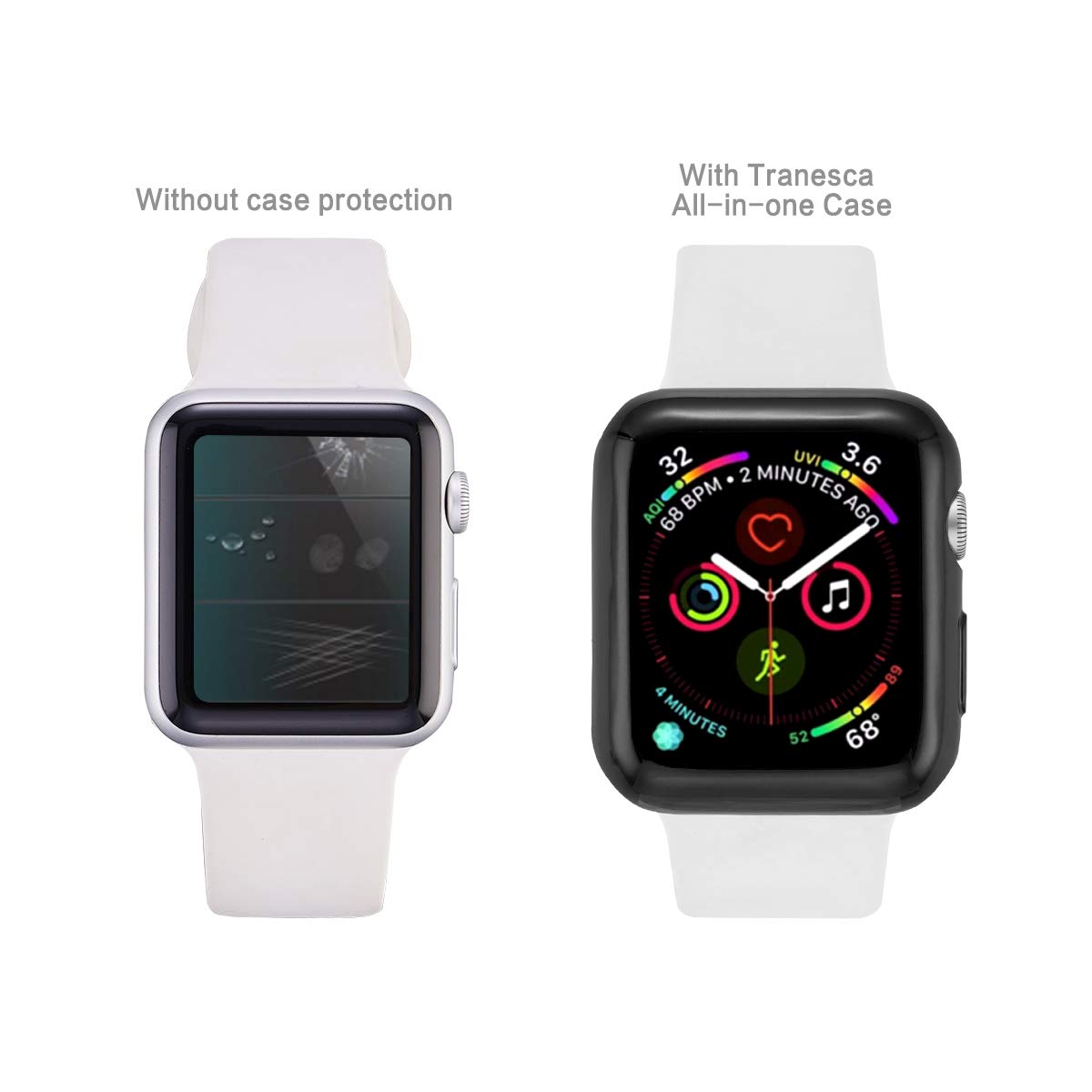 Tranesca 4 Pack 41Mm Watch Case With Built In Hd Clear Ultra Thin Tpu Screen Protector Cover Compatible With Apple Watch Series