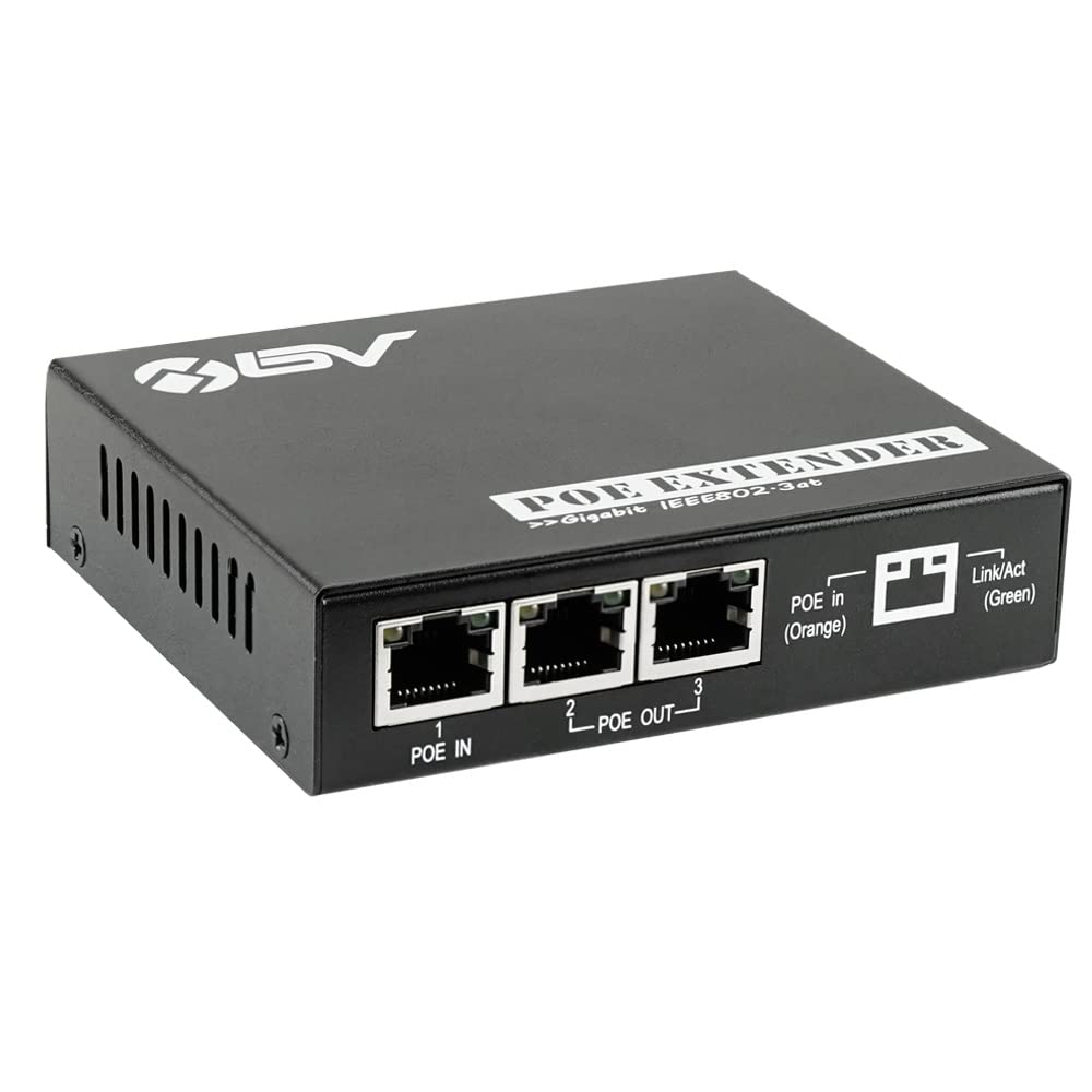 Bv Tech 3 Port Poe Extender   High Efficiency Ethernet Expander, Ieee 802.3Af/At Compliant, Perfect For Ip Devices