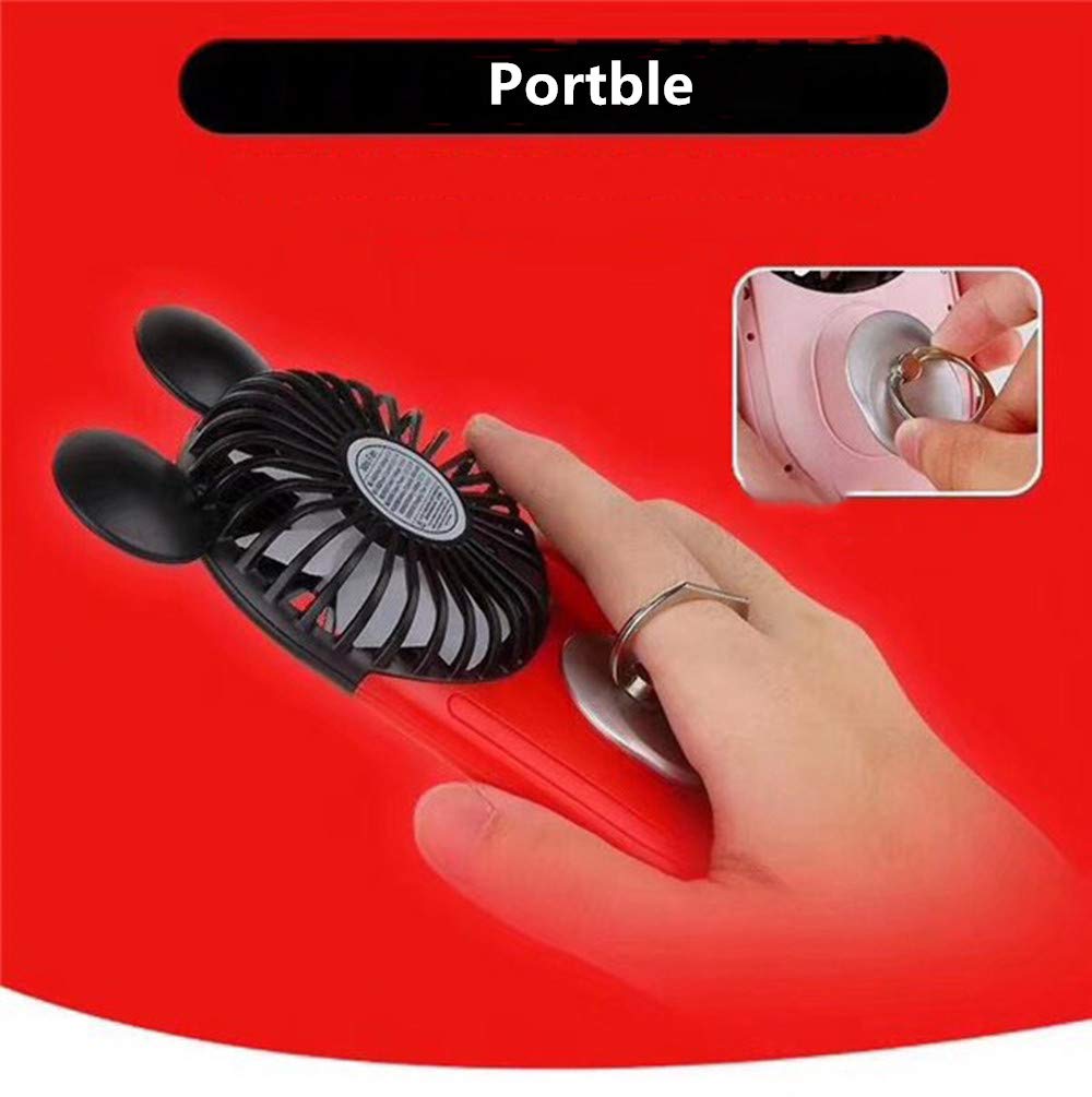 Kbinter Cute Personal Mini Fan, Handheld & Portable Usb Rechargeable Fan Beautiful Led Light, 3 Adjustable Speeds, Portable Hold