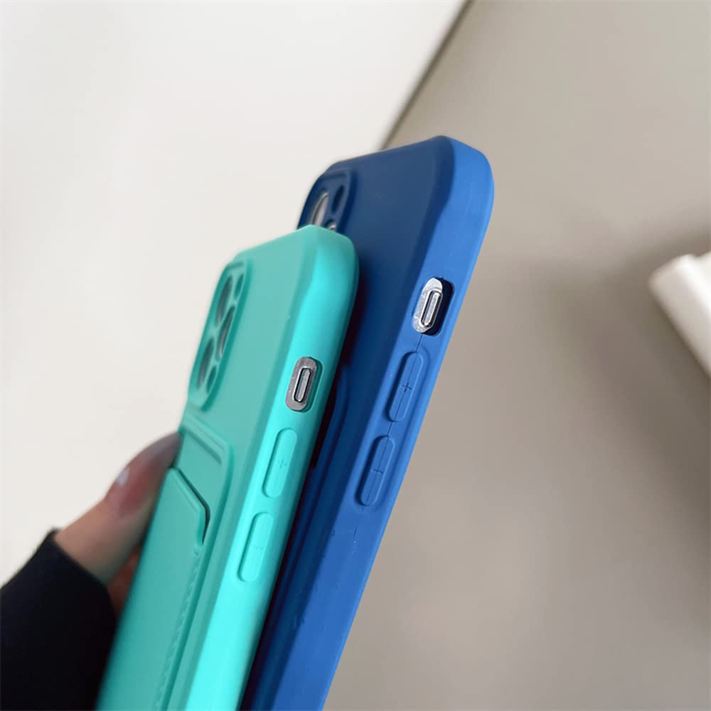 Jiatay For Iphone 12 Mini Case With Card Holder [Slim + Protective] Silicone Phone Case Iphone 12 Mini Wallet For Women Men (Nav