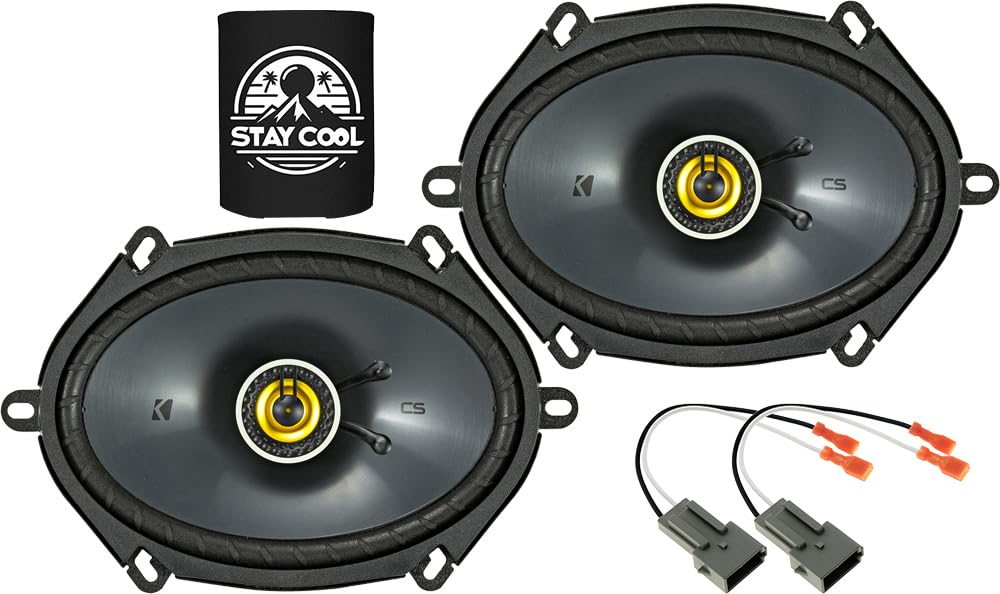 KICKER Speakers 6x8 inch for Lincoln Town Car 1990-2002 Upgrade Kit - Pair of CS Series with Harness, Coaxial 6x8 Car Audio Fron
