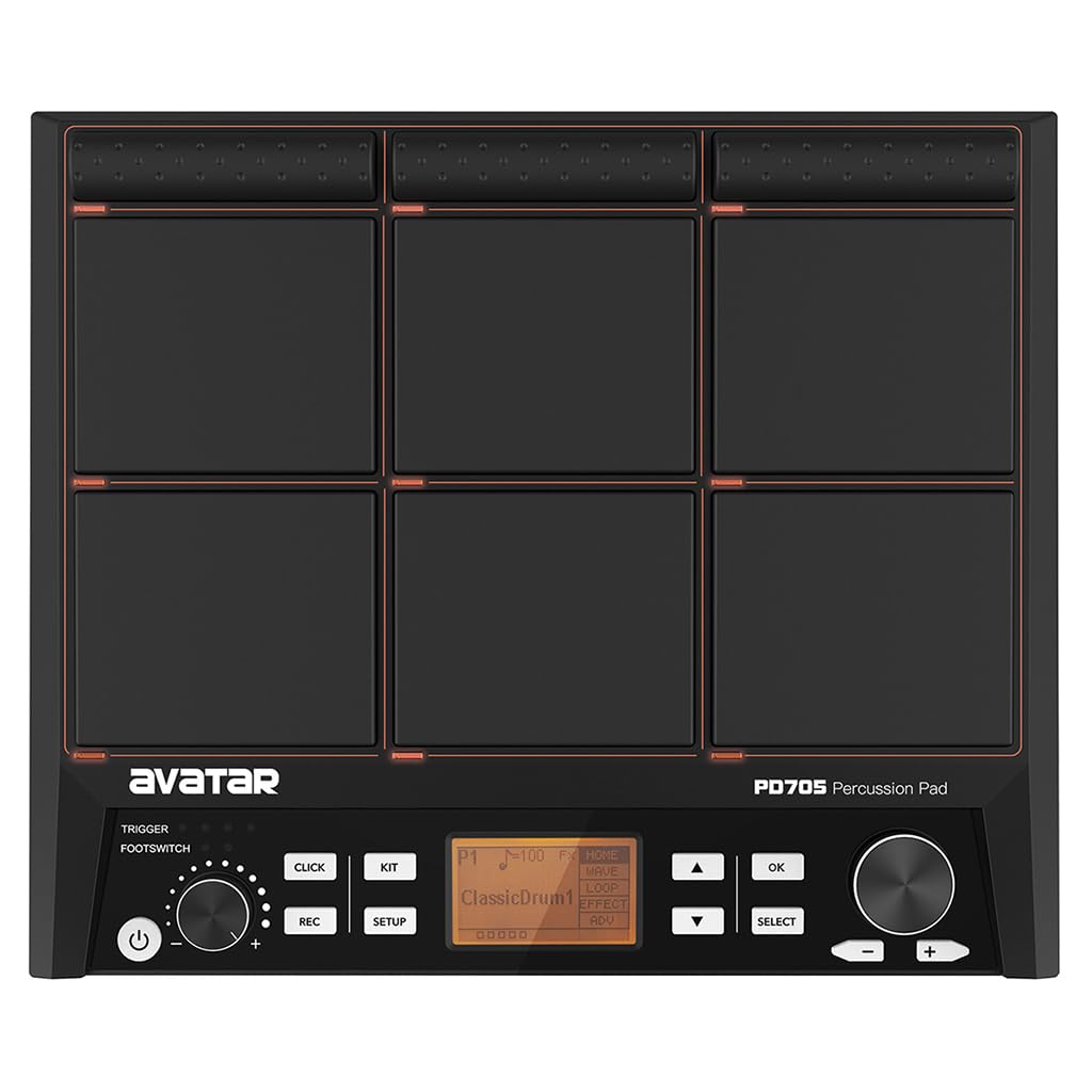 Hxw Pd705 9 Trigger Multipad Percussion Sampling Pad Desktop Electric Drum Set With 600 Sounds, Built In Looper, Effecter, Metro