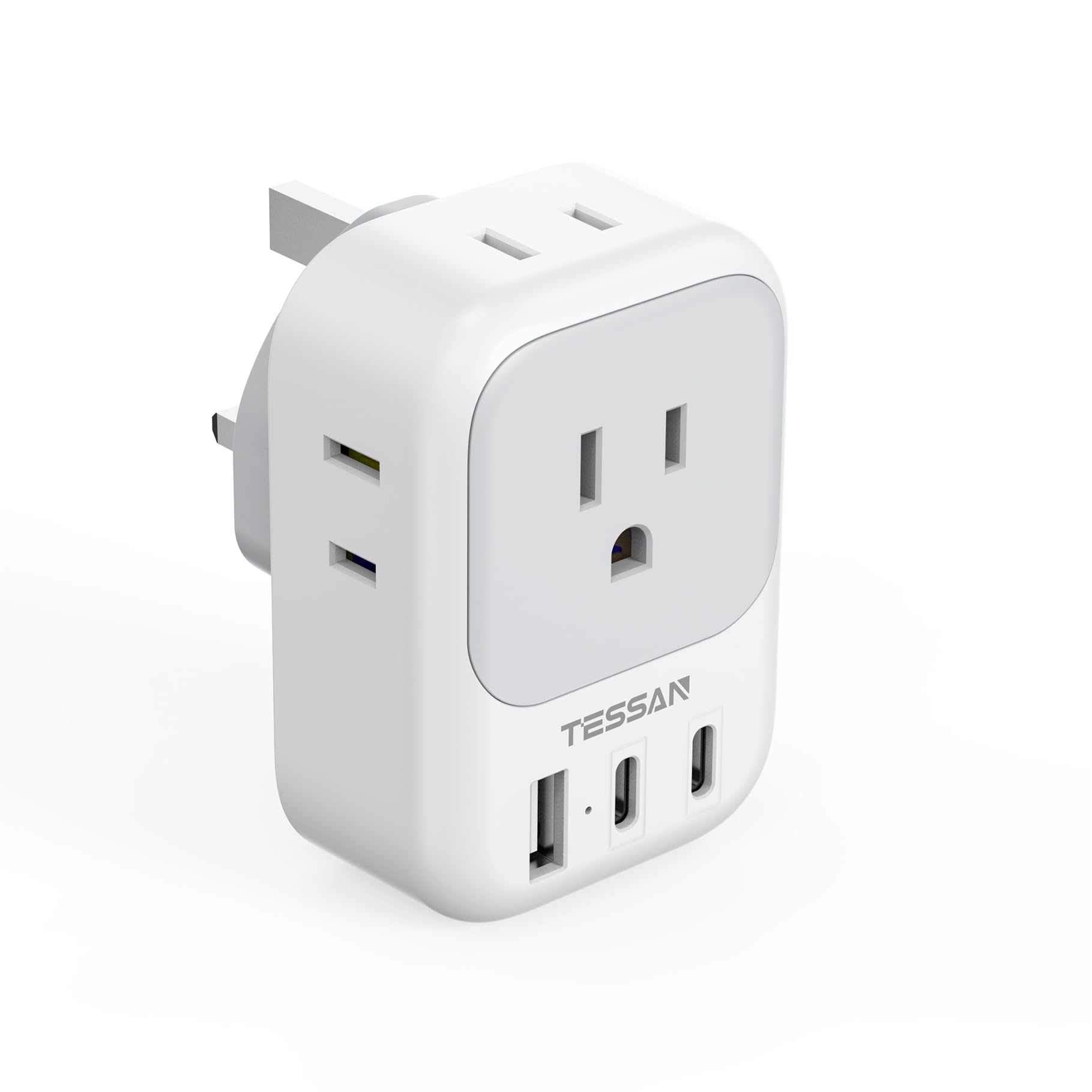 Us To Uk Plug Adapter, Tessan Type G Travel Adaptor With 4 Electrical Outlets 3 Usb Ports (2 Usb C), Ireland Power Adapter For U