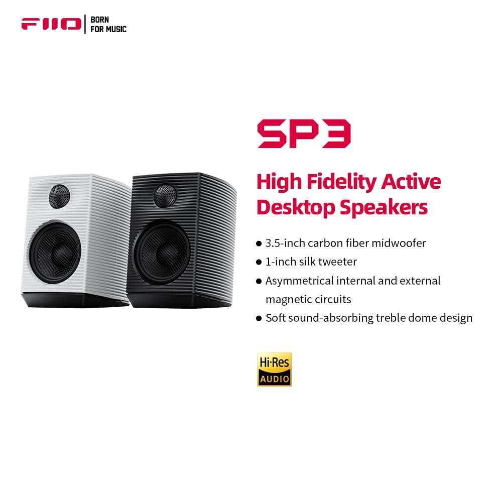 Fiio Sp3 Powered Hifi Active Desktop Speakers   80W Stereo Computer Speakers And Home Music Sound System With Aux Audio/Rca, 2 Way (Black)