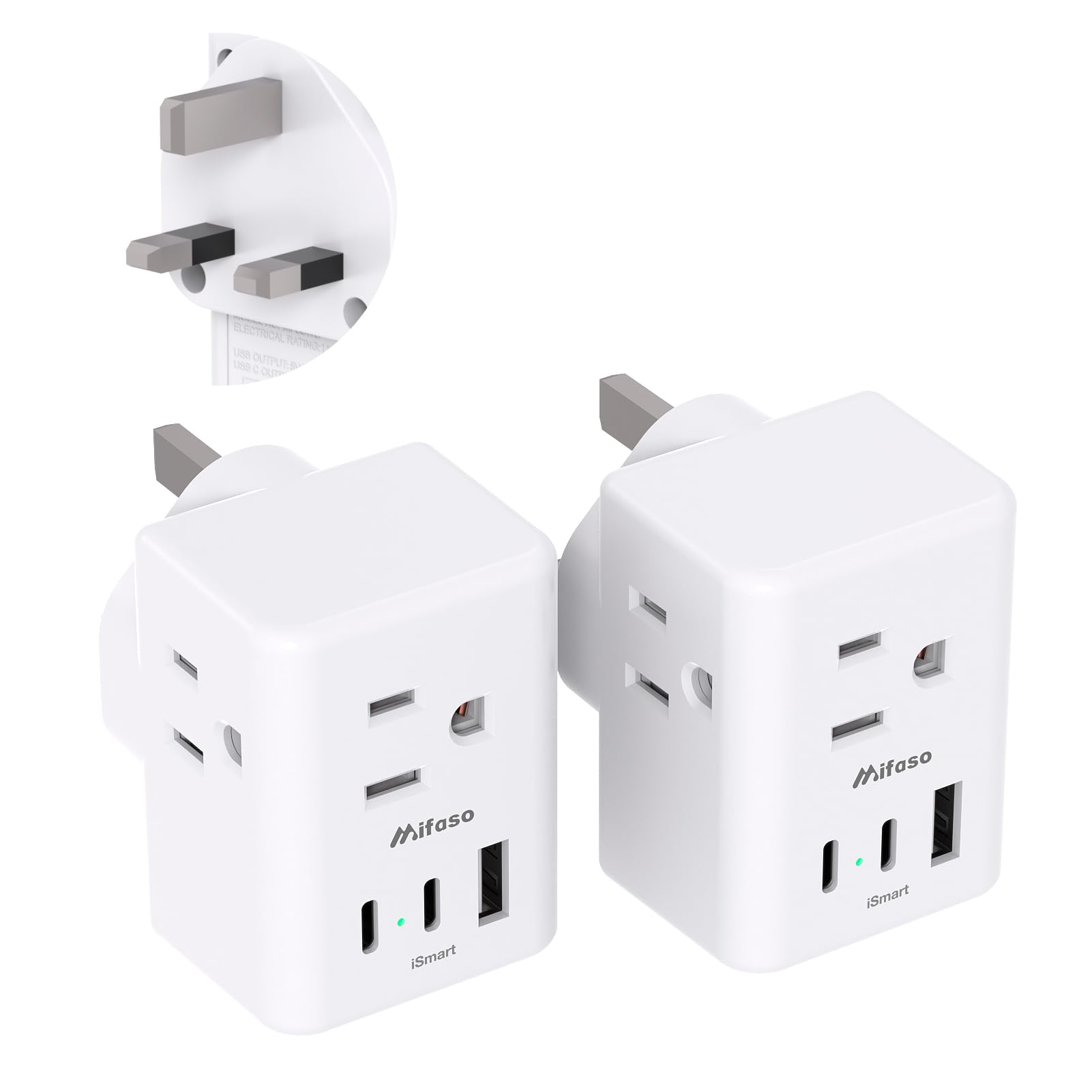 2 Pack Us To Uk Plug Adapter, Type G Power Adapter With 3 Outlet 3 Usb Charger, International Plug Adapter, Usa To Dubai England