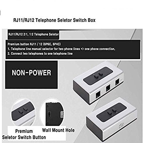 2Port Rj11 Rj12 Manual Sharing Telephone Switch Box Phone Selector