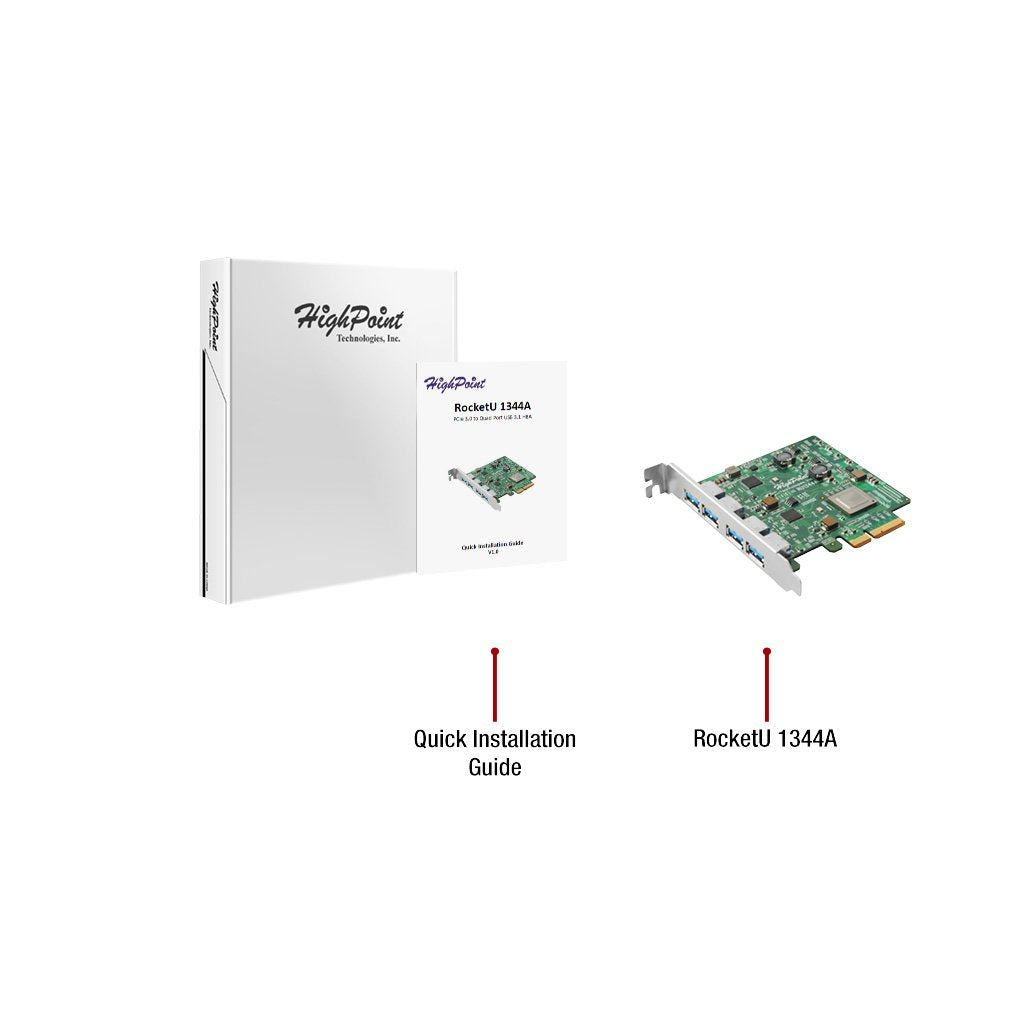Highpoint Technologies 4 Port Usb A 3.2 10Gb/S Controller Card Rocketu 1344A