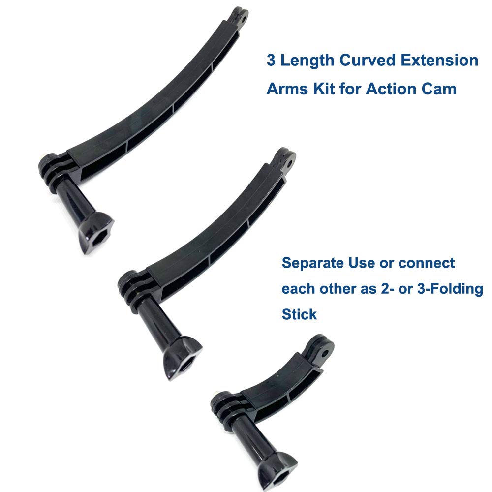 Octinpris 3 In 1 Curved Arced Extension Arms In Different Lengths(7.5/13.5/19.5Cm) Compatible For Gopro Series, Sjcams, Geekpro And Other Action Cams Ect.