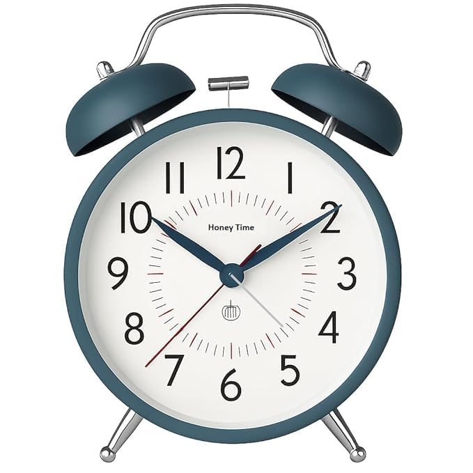 Avantara Creation Alarm Clock Dark Green Bell Table Metal Frame With Night Backlight Silent Movement For Home Office Bedroom Liv