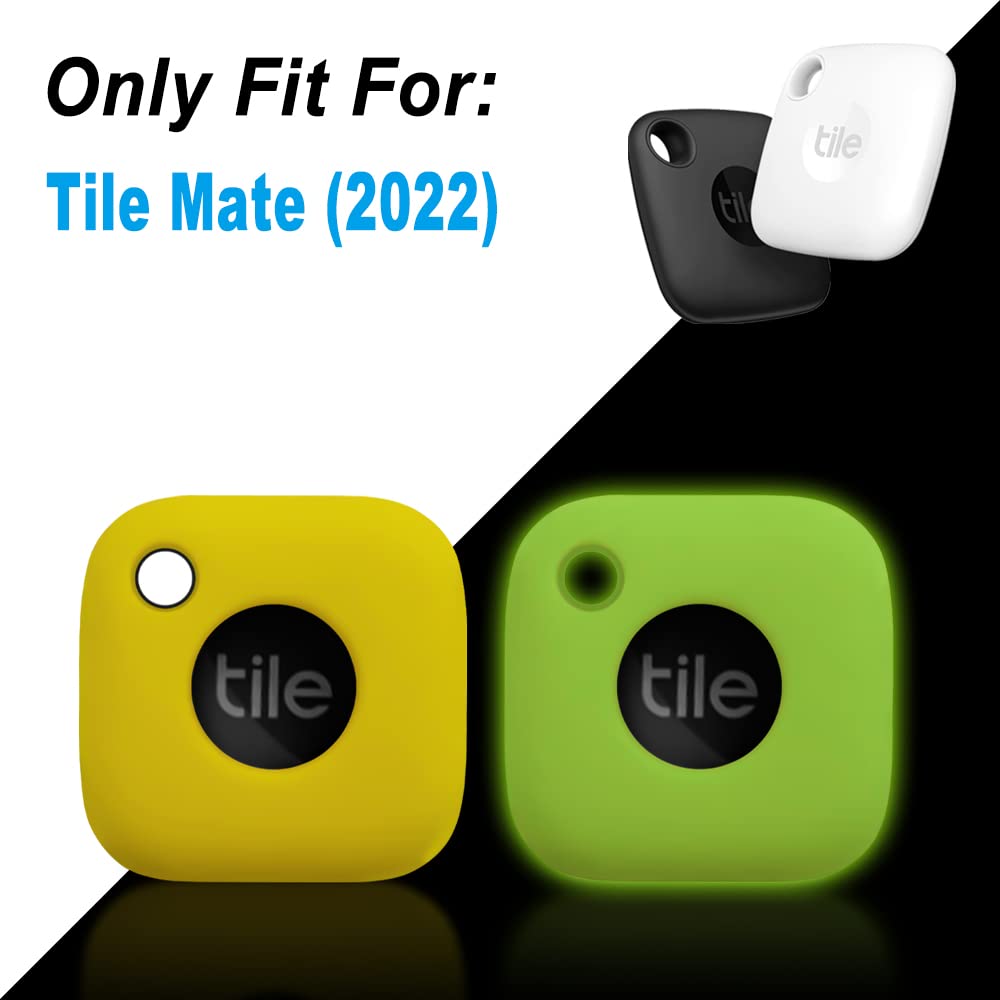 Geiomoo Silicone Case For Tile Mate 2022, Soft Scratch Resistant Cover With Carabiner (2 Pack Yellow+Fluorescent Green)