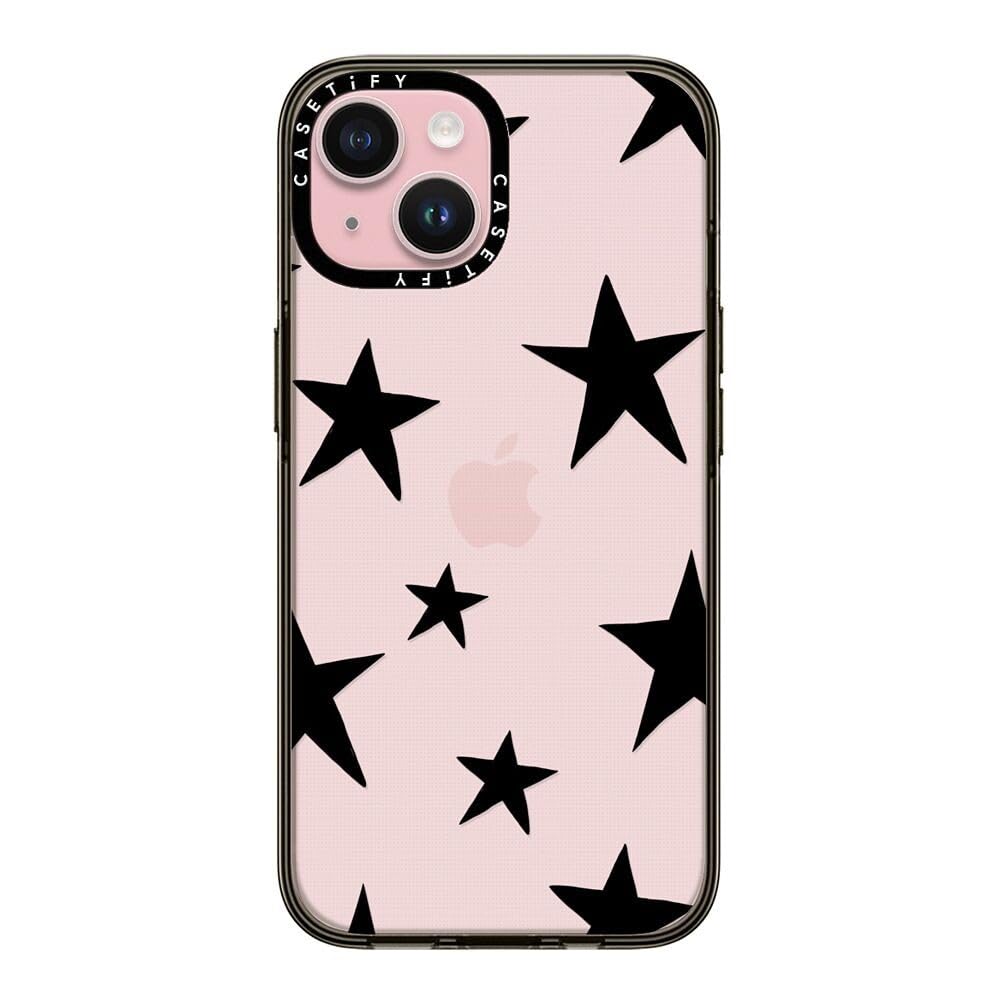 Casetify Compact Case For Iphone 15 [2X Military Grade Drop Tested / 4Ft Drop Protection]   Stars Black   Clear Black