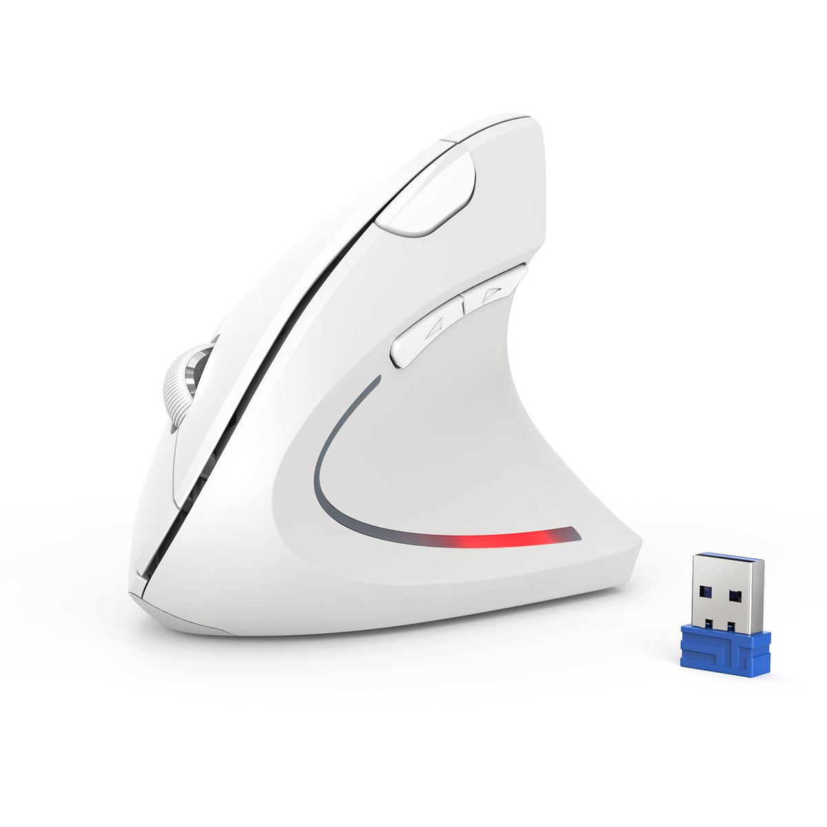 Tecknet Ergonomic Mouse, 4800 Dpi Silent Mouse 5 Adjustable Dpi, Wireless Mouse 2.4G Vertical Mouse 6 Buttons Computer Mouse Wide Compatibility (White)