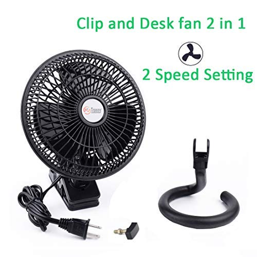 Tn Tonny Clip On Fan, Ac 110V 6 Inch Adjustable Clip Table Fan With 2 Speeds Wind, Personal Cooling Fan With 6 Foot Cord And Pla
