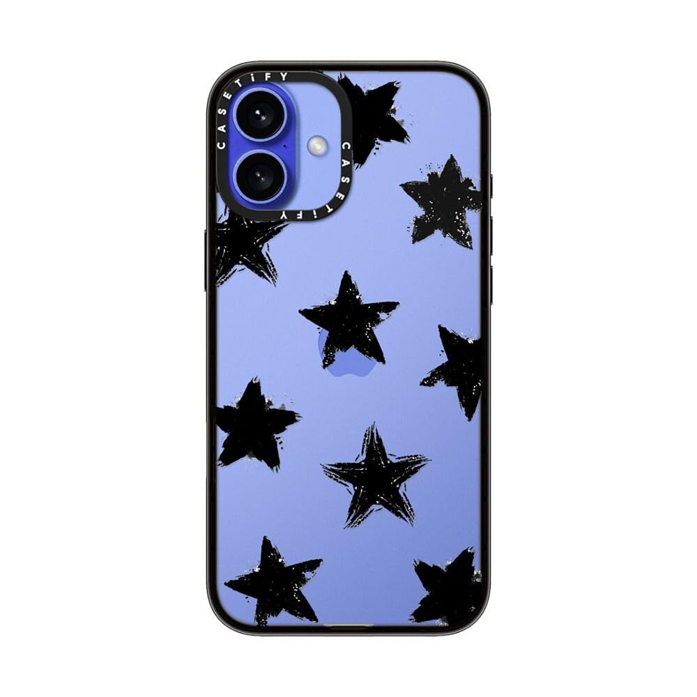 Casetify Compact Case For Iphone 16 Plus [Lightweight / 4 Ft. 2X Military Grade Drop Protection/Slim]   Star Marks   Clear Black