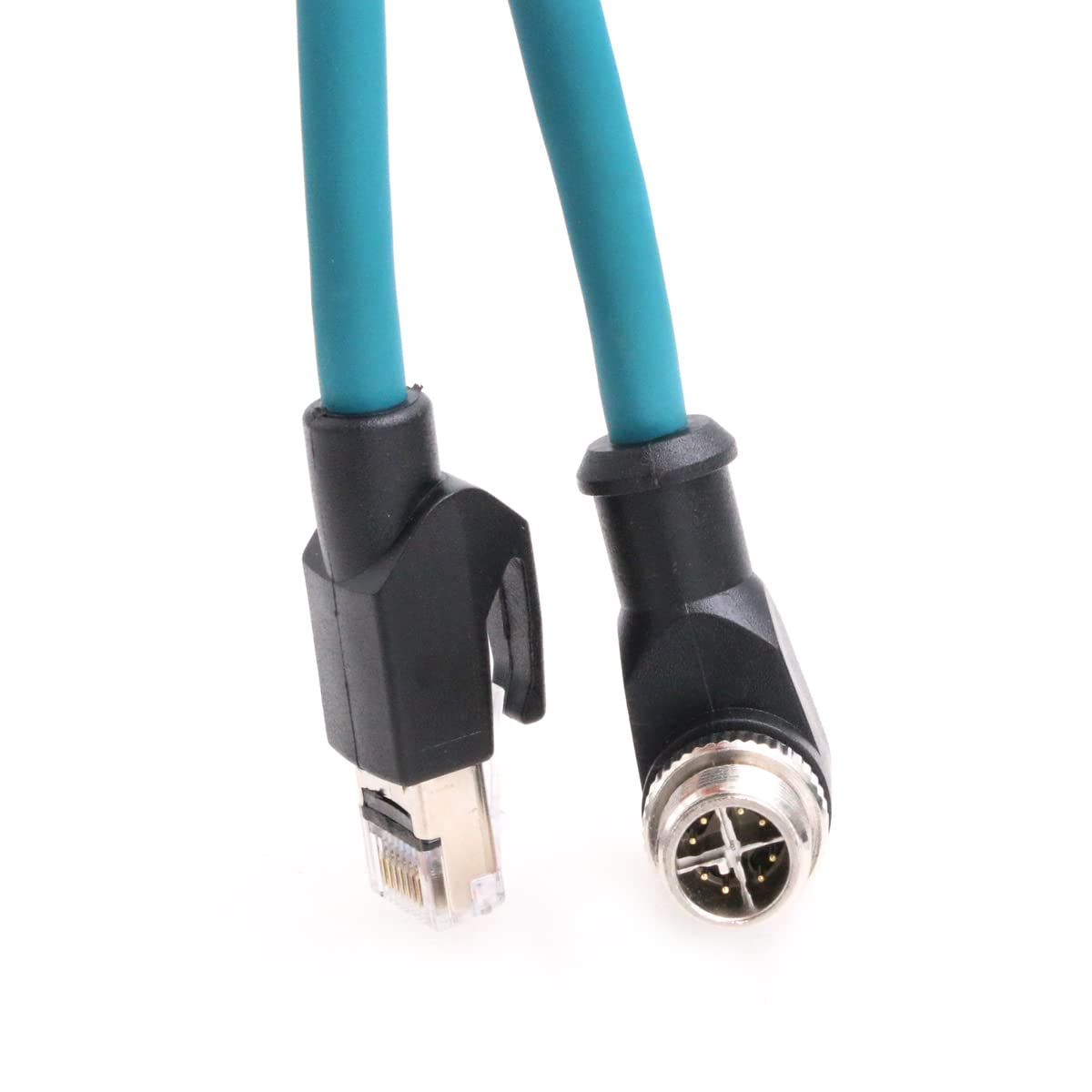 Eonvic Right Angle M12 Ethernet High Flexable Cable X Code 8 Pin Male To Rj45 Cat 7E Network Cable For Cognex Industrial Camera 10M