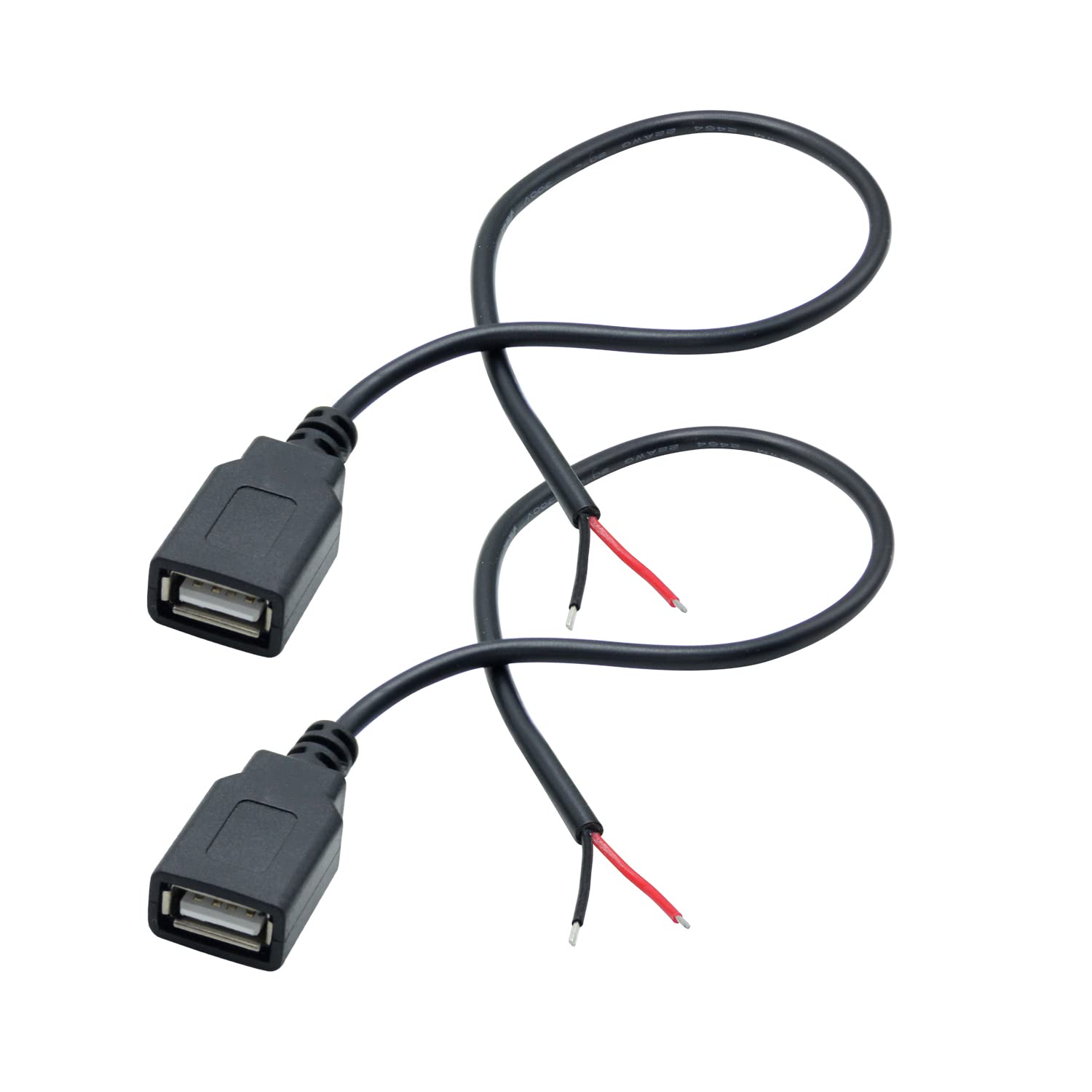 Maixbomr 2Pcs Short Usb 2.0 Female 2 Pin Bare Wire,30Cm/11.8In Usb 12V/3A Pigtail Open End Power Cable,For And Usb Equipment Ins